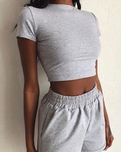 Load image into Gallery viewer, Hirigin 2 Piece Set Women Summer O-Neck Casual Crop Top 2020 Female Clothing Tracksuit Pockets Loose Shorts Two Piece