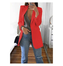 Load image into Gallery viewer, Long Blazers Women Ladies Femme Mujer Dames Casual Office White Black Blue Red Yellow Pink Orange Plus Size Oversized Blazer
