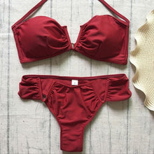 Load image into Gallery viewer, Hirigin 2018 New Bikinis Set Women Swimwear Push Up Paded Bikinis Bronzing Solid Swumsuit Strapless Women Beachwear Bathing Suit
