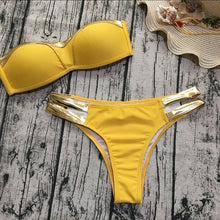 Load image into Gallery viewer, Hirigin 2018 New Bikinis Set Women Swimwear Push Up Paded Bikinis Bronzing Solid Swumsuit Strapless Women Beachwear Bathing Suit
