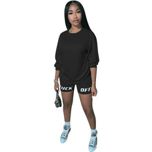 Load image into Gallery viewer, 2020 New Summer Letter Print Casual Women's Two Piece Outfits Set  Tracksuit  Shirt Sexy Top +Biker Shorts Jogger 2 piece Active

