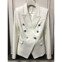 Load image into Gallery viewer, HIGH QUALITY 2020 Designer Blazer Jacket Women's Double Breasted Shell Buttons Contrast Top stitching Slim Fitting Blazer
