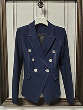Load image into Gallery viewer, HIGH QUALITY 2020 Designer Blazer Jacket Women's Double Breasted Shell Buttons Contrast Top stitching Slim Fitting Blazer
